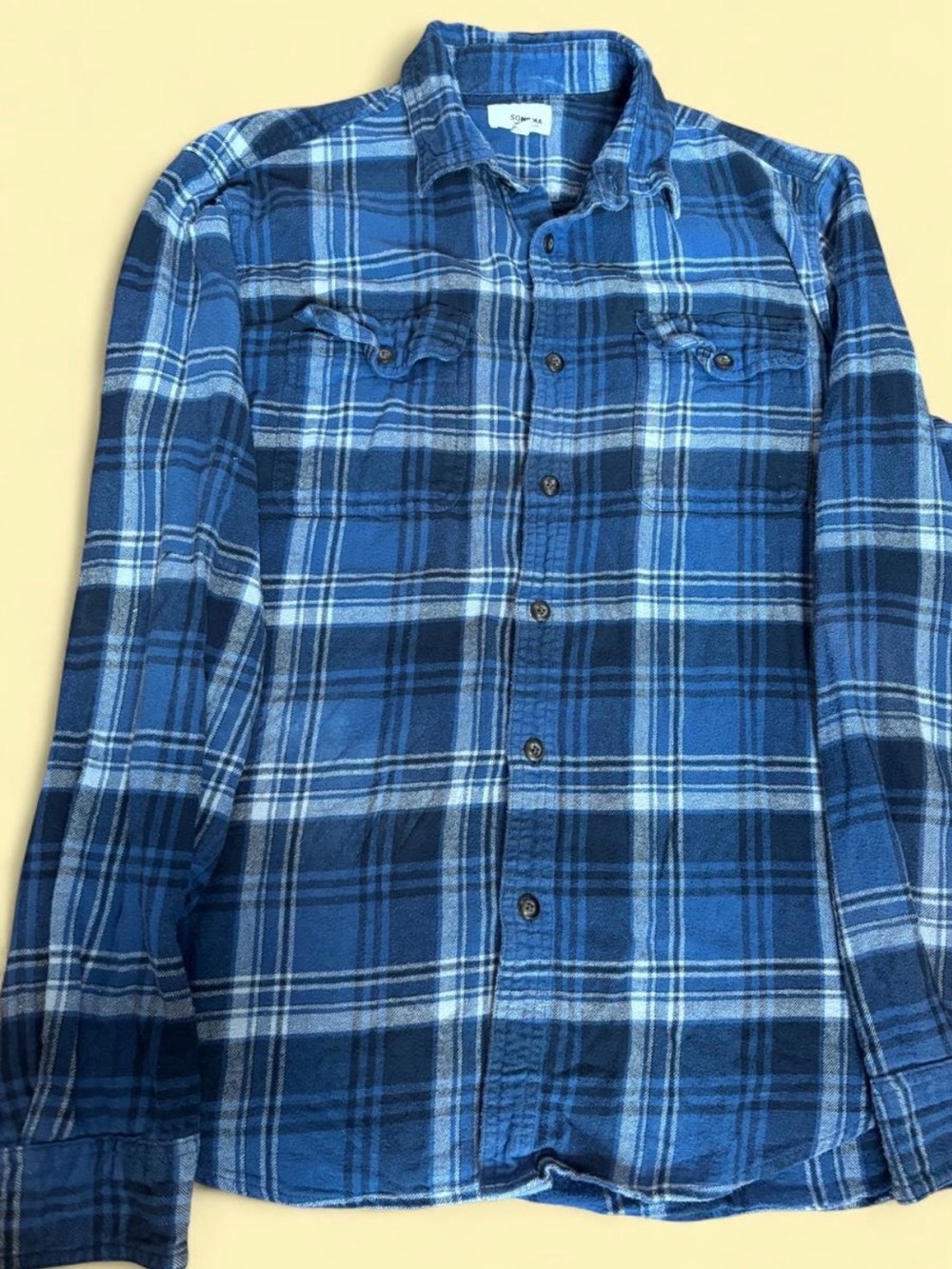 Sonoma Blue Plaid Long-Sleeve Button-Down Shirt